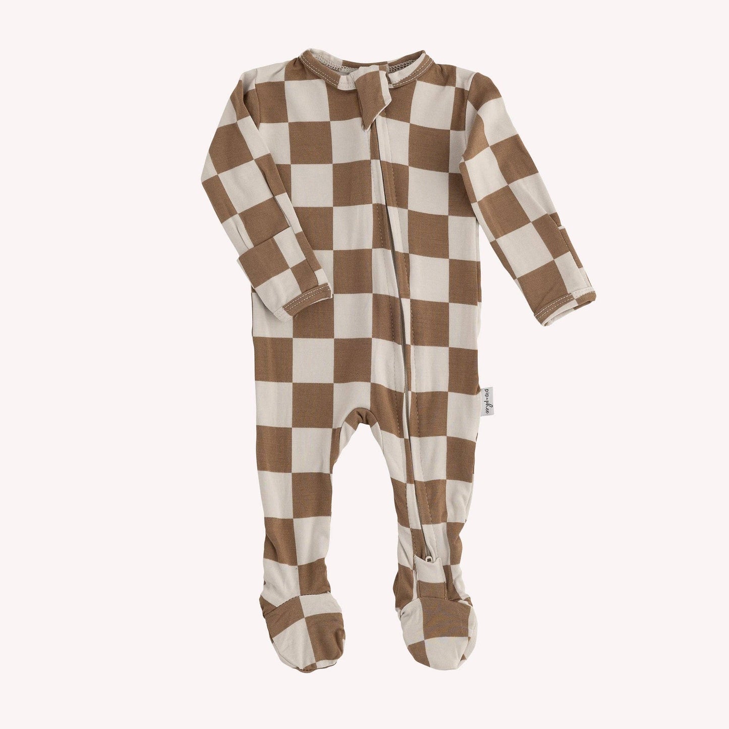 Bamboo Footed Sleepers | Brown Checks