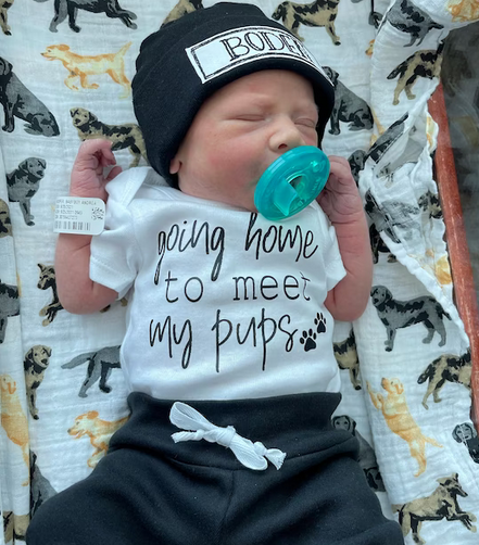 Going Home to Meet My Pups Pregnancy Announcement Onesie