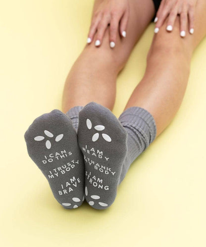 Birth Affirmation Hospital Socks | Labor Delivery Grip Socks: Gray