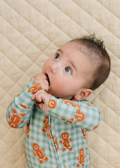 Bamboo Zip Romper | Gingerbread Gingham