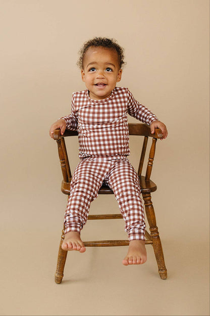 Bamboo Two Piece Set | Chocolate Gingham