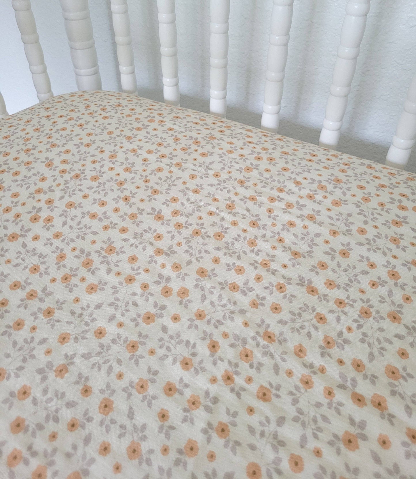 Georgia Peach Floral Muslin Crib Sheet