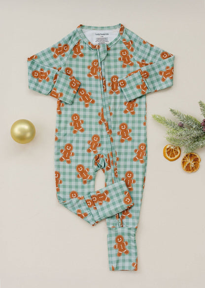 Bamboo Zip Romper | Gingerbread Gingham