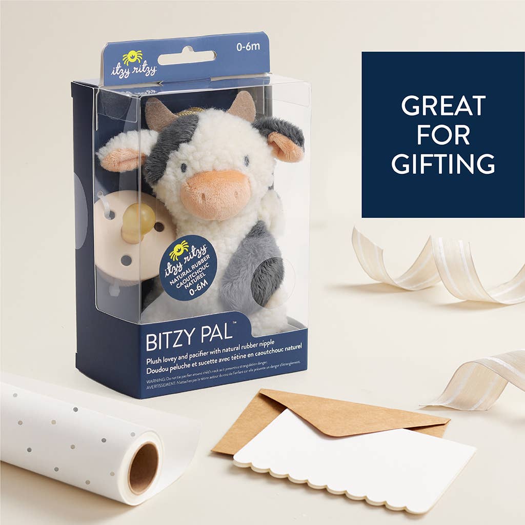 Bitzy Pal Natural Rubber Pacifier & Stuffed Cow