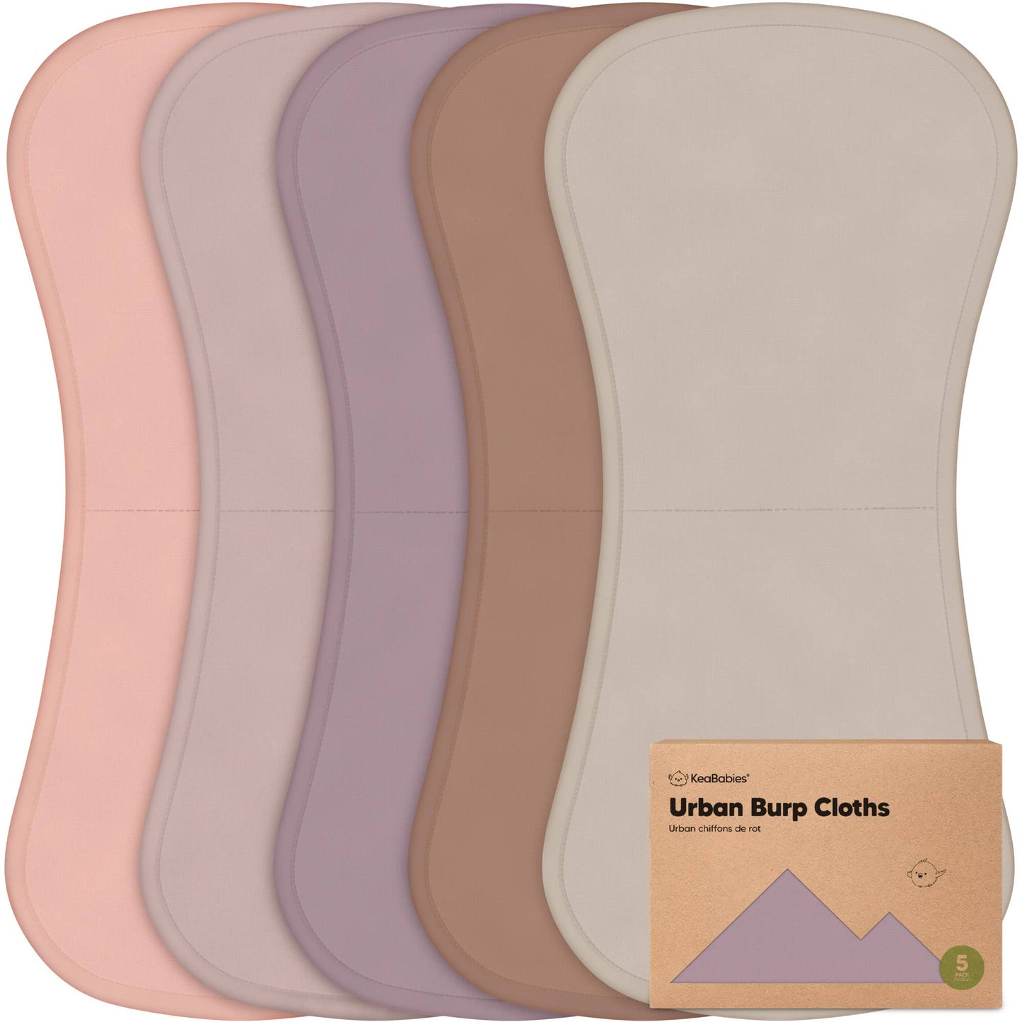 KeaBabies 5-Pack Urban Burp Cloths: Mauve