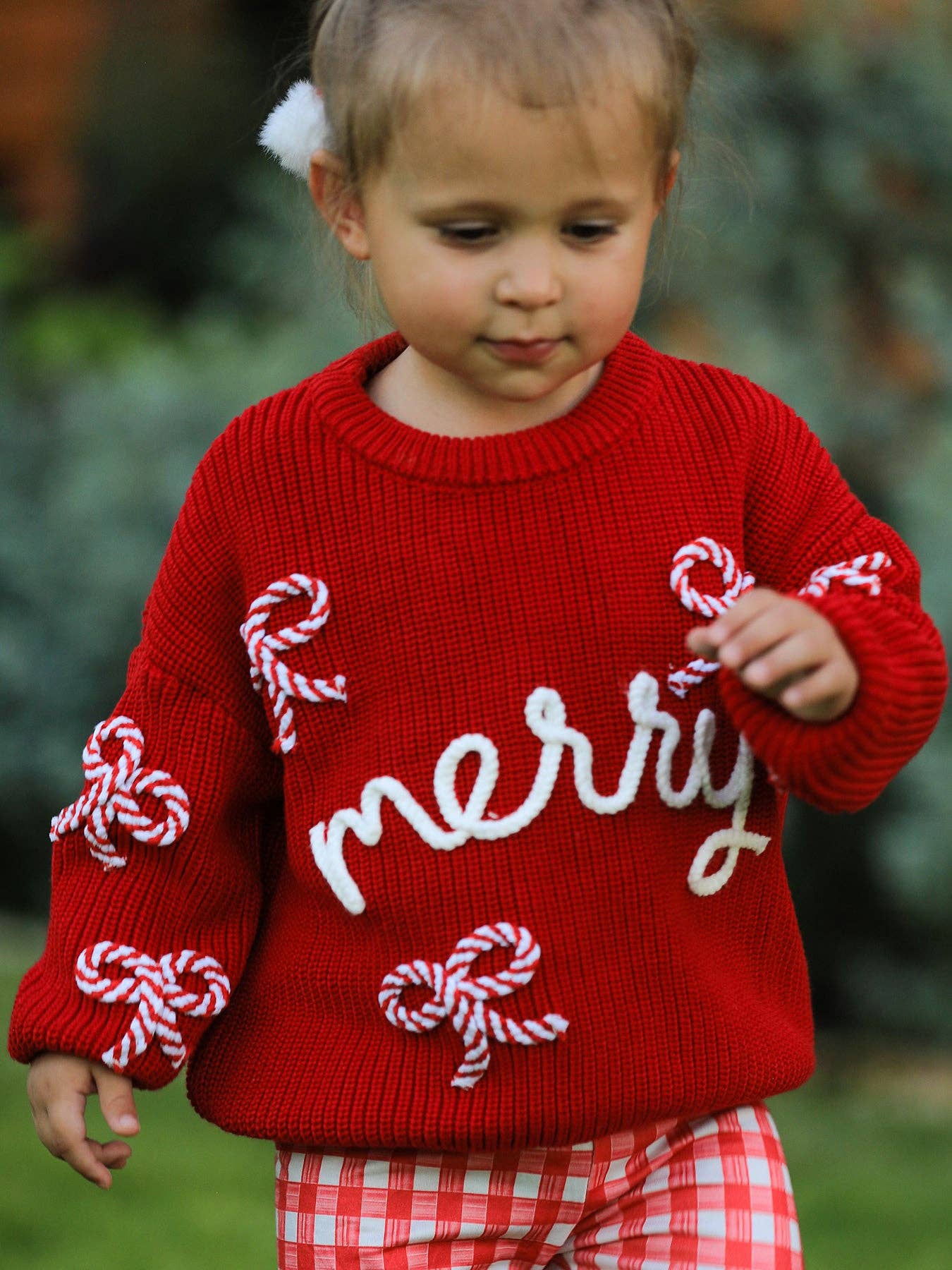 Mom and Me Winter Christmas Red "merry" Pullover Sweater: Kids