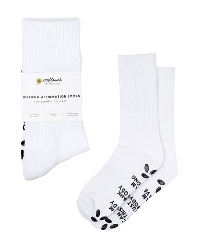 Birth Affirmation Hospital Socks | Labor Delivery Grip Socks: Gray