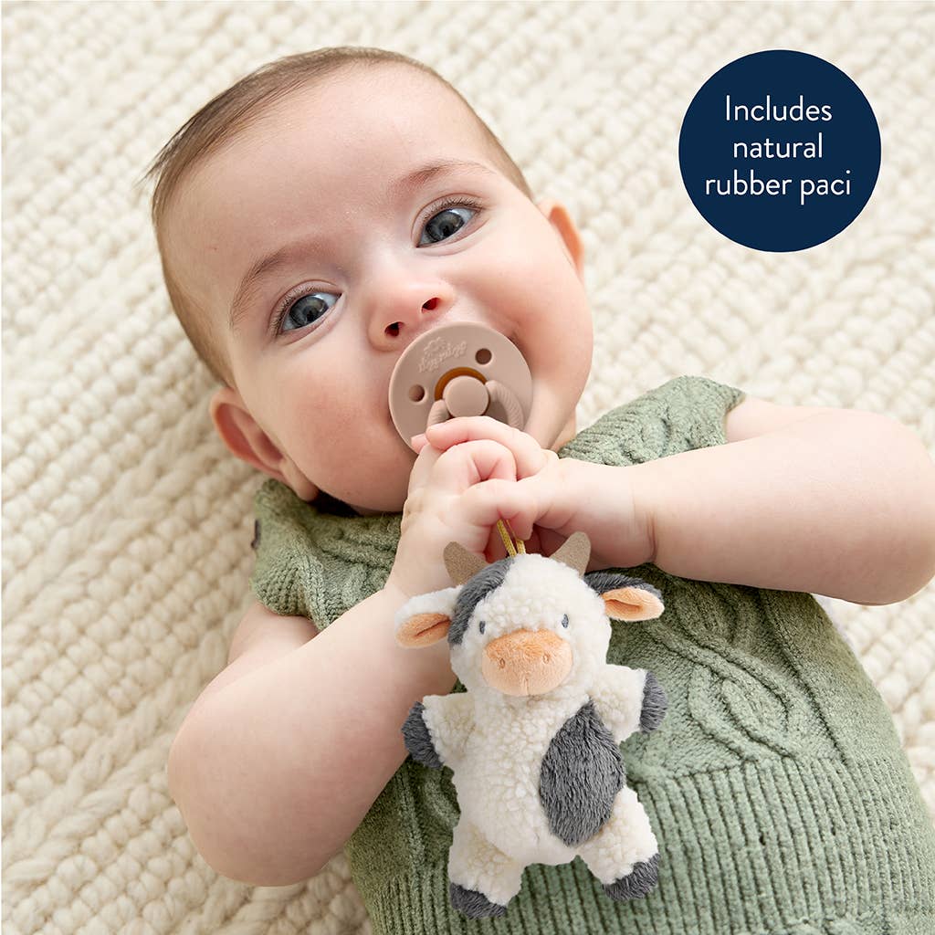 Bitzy Pal Natural Rubber Pacifier & Stuffed Cow